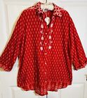 NWT Antica Sartoria Blouse Women Diamonds Floral Embroidered Red White Shirt Top