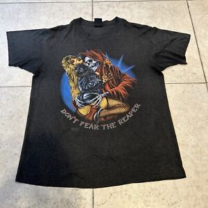 Vintage 80s 3D Emblem Don't Fear the Reaper Biker T-shirt  Tee Size XL Tag 1988