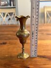 Vintage Small Solid Brass Etched Vase Made in USA Vase 6