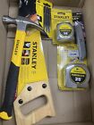 Lot of New Stanley Tools Hammer Saw Tape Measures Nail Puller Utility Knife More