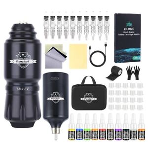 Wireless Tattoo Pen Machine Kit Complete with Power Supply Cartridge Needles Ink