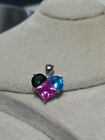 kay jewelers sterling silver pink green blue cz Heart Pendant