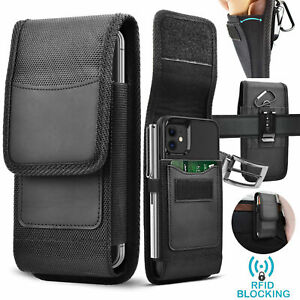 Cell Phone Holster Leather Wallet Case Cover with Belt Loop Pouch for Samsung