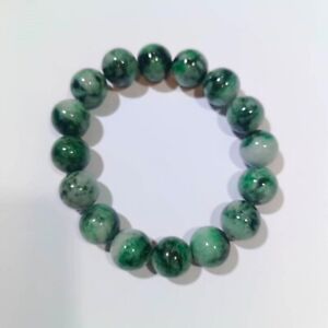 Natural Green Burma Jade Jadeite Genuine Beads Bracelet, size 13.4 mm