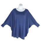 Eileen Fisher Oversized Top Medium Silk Cotton Blue Lightweight Flawed TP-2460