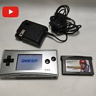 Nintendo GameBoy Micro Console Silver Color w/Charger Game See Video