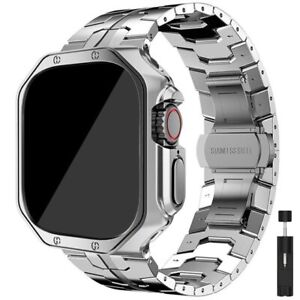 Titanium Metal Band Strap TPU Case For Apple Watch Ultra 49mm Series 9/8/7/6/SE