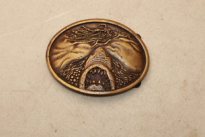 Vintage JAWS Belt Buckle Movie Poster Art Shark with Swimmer 1970's