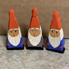 Vintage Wooden Gnome Figurine Set 3 FLAW Miniature