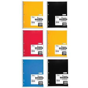 Mead Spiral Notebooks 6 Pack 1-Subject College Ruled Paper 10-1/2 x 7-1/2 7