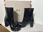 Rare Hunter  Black Rubber Boots Women US 9 UK 41. High heels platform