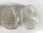 Vintage Crystal Clear Glass Bird Cage Feeder Water Cups (Pair) Made in USA