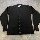 Vintage Jersild Wool Cardigan Sweater Mens Small Black Varsity Button Up 70s