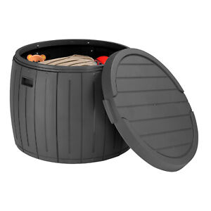 36 Gallon Round Deck Box Outdoor Storage Box for Patio Furniture, Garden Tools