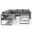Aoodor 5PCS Outdoor Metal Sofa Aluminum Sectional Patio Furniture Set w/ Cushion