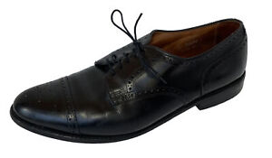 Allen Edmonds Sanford Mens Shoes 11 D Black Leather Semi Brogue Cap Toe