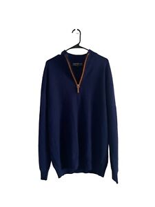 Cashmere Counter Men's 1/4 Zip Sweater Cardigan Navy Blue XL MSRP $249 NWT