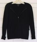 Black 100% Cashmere J.CREW L/S Hoodie Cardigan Sweater with Pockets XS