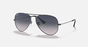 Ray-Ban Aviator Gunmetal/Blue Grey Gradient Polarized 55 mm Sunglasses