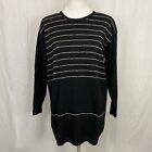 Helen Hsu Vintage Knit Sweater Black & White Striped size Medium