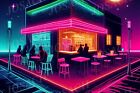 Island Corner Bar Vaporwave Neon Wall Art Home Club Dorm Decor Cyberpunk POSTER