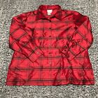 Coldwater Creek Womens Silk Shirt Blouse Red Plaid Button Front Casual Size XL