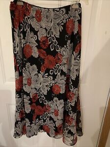 Lane Bryant Multicolored  Floral Skirt Size 14/16 Fully Lined Half Elastic Waist