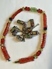 Antique Murano Glass Candy Cane Bead Millefiore Necklace Lot 2 For Repair Beaded