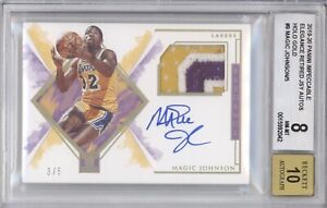 MAGIC JOHNSON BGS 8 2019-20 IMPECCABLE #9 ELEGANCE GOLD GAME USED PATCH AUTO 3/5