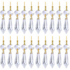 Replacement 20PC Clear Crystal Chandelier Lamp Icicle Prisms Gold Hanging U-Drop