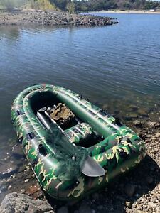 kayaking Inflatable 3-4Person Floating Boat Raft Set camo air boat support motor