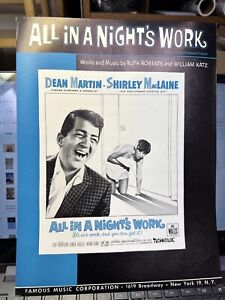 1961 SHIRLEY MacLAINE Movie Sheet Music ALL IN A NIGHT’S WORK Dean Martin