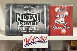 2021 Leaf Metal Draft Football Factory Sealed Hobby Box + 2022 Leaf Holiday Pack