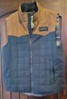 Cinch Mens Vest Large Quilted Zip Blue Tan Western Lined Serape Yellowstone Jack