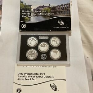 2019 -S Silver Quarter PROOF set Direct Mint Purchase Box & COA - 5 Coin Set