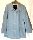 Coach Womens Lightweight Trench Overcoat Coat Size L Pastel Blue Logo Lining