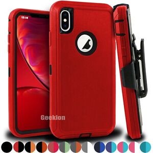 For Apple iPhone X XS MAX XR Shockproof Rugged Protective Case + Belt Clip