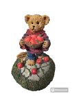 Home Interiors Candle Topper Teddy Bear Basket Apples God Bless America