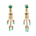 Pinocchio Emerald Earrings Articulated 18k Yellow Gold 1.25