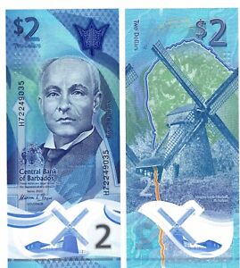 2022 Barbados 2 Dollar Banknote P80 UNC Polymer