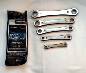 Vintage Craftsman 5pc SAE Box End Ratcheting Wrench Set 94368 - Made in USA