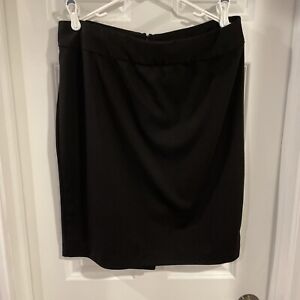 Lane Bryant Black Stretch Pencil Skirt Size 16 Knee Length Zipper Slit In Back