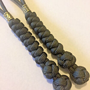 550 Paracord Knife Lanyard 2pk, OD Green Snake Knot With Metal Bead