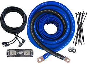 Sky High Car Audio CCA 1/0 E-Series Amp Kit BLUE