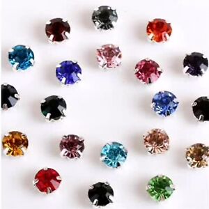 Craft DIY Silver Mixed Color Crystal Glass Rose Montees Sew on Rhinestones Beads