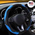 Leather Car Steering Wheel Cover Breathable Anti-slip Black Blue Car Accessories (For: Toyota)