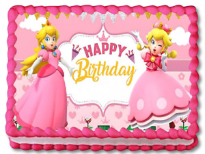 Peach Princess Gamer Edible Image Congratulations DIY Edible Cake Topper