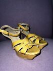 Yves Saint LAURENT Tribute Platform  Yellow Patent Leather Sandals Heel Size 36