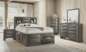 NEW ULTIMATE Gray Storage Queen King 5PC Modern Bedroom Furniture Set B/D/M/N/C