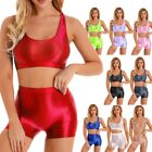 Womens Swimsuit Two-Piece Tank Top With Shorts Elastic Waistband Sportwear Yoga